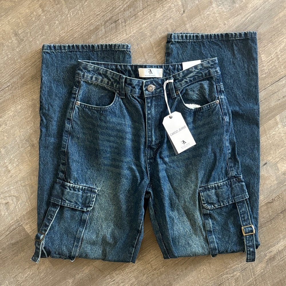 Women's Blue Denim Cargo Jeans